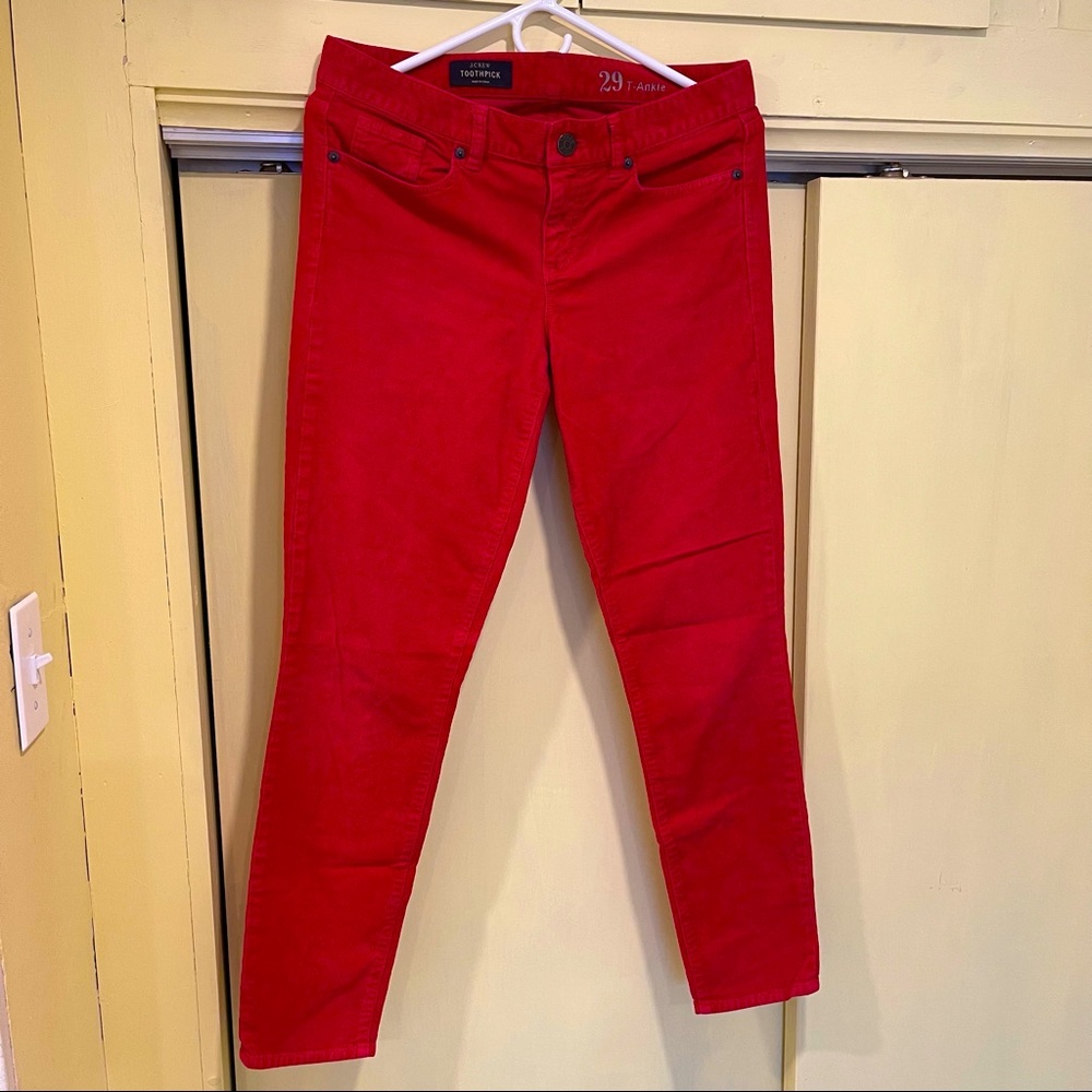 J. Crew red TOOTHPICK corduroy jeans 29-T ankle